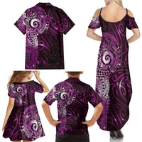 Matariki New Zealand Maori Koru Art Tattoo Family Matching Summer Maxi Dress and Hawaiian Shirt New Year Galaxy Pink Sky Style