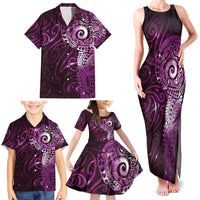 Matariki New Zealand Maori Koru Art Tattoo Family Matching Tank Maxi Dress and Hawaiian Shirt New Year Galaxy Pink Sky Style