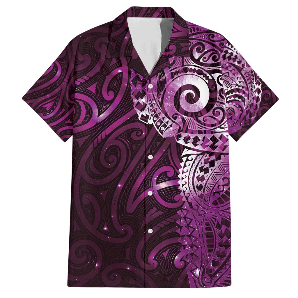 Matariki New Zealand Maori Koru Art Tattoo Family Matching Tank Maxi Dress and Hawaiian Shirt New Year Galaxy Pink Sky Style