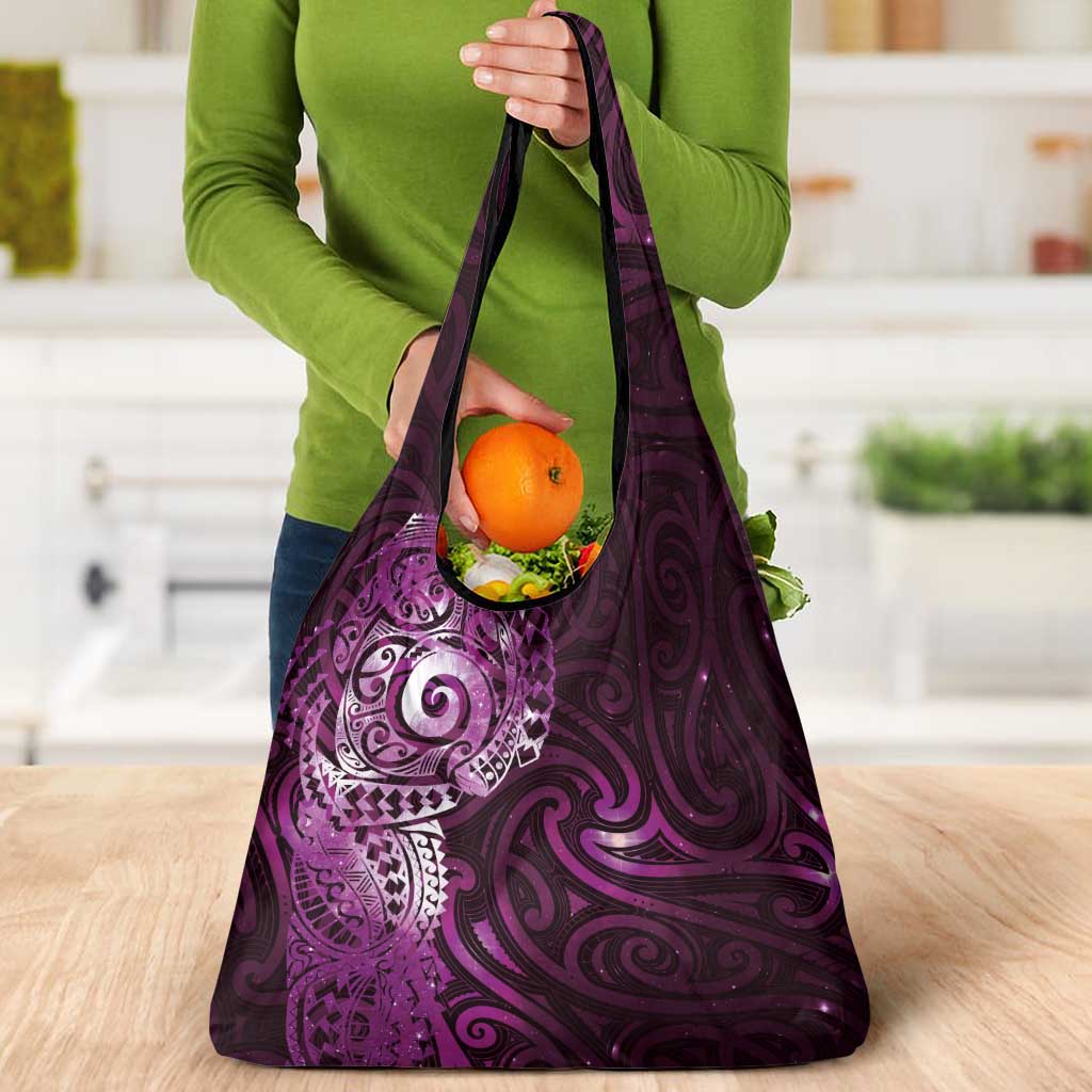 Matariki New Zealand Maori Koru Art Tattoo Grocery Bag New Year Galaxy Pink Sky Style
