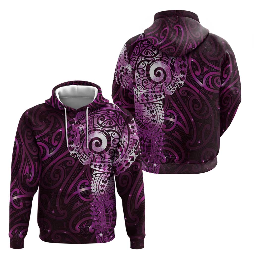 Matariki New Zealand Maori Koru Art Tattoo Hoodie New Year Galaxy Pink Sky Style
