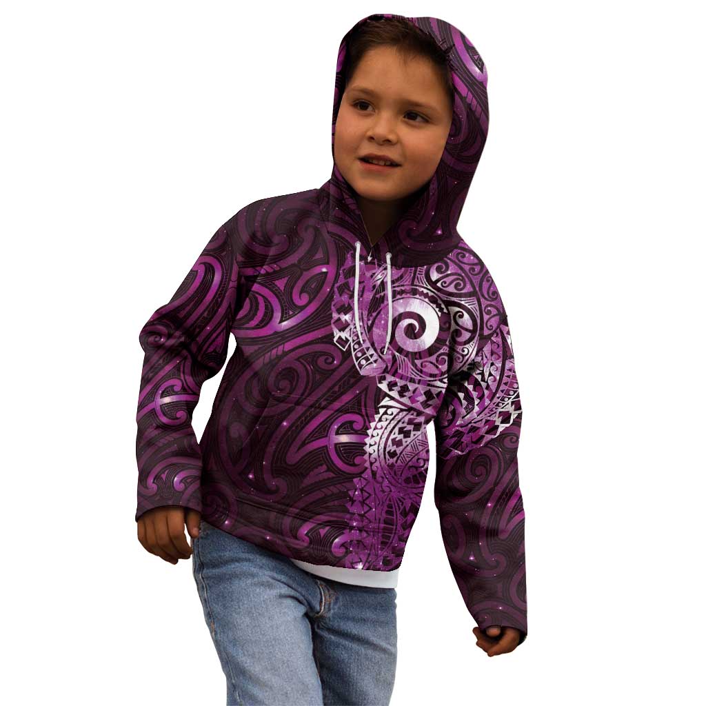 Matariki New Zealand Maori Koru Art Tattoo Kid Hoodie New Year Galaxy Pink Sky Style