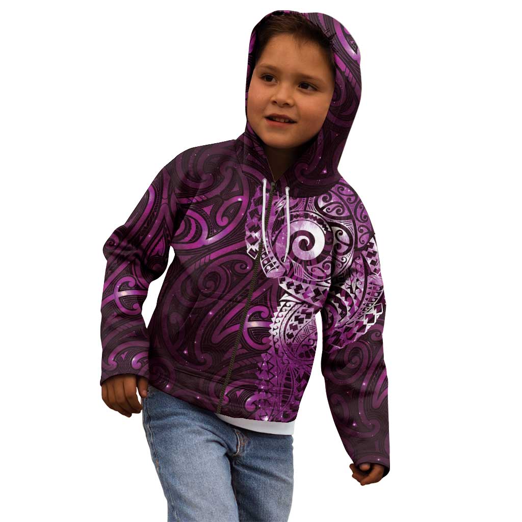 Matariki New Zealand Maori Koru Art Tattoo Kid Hoodie New Year Galaxy Pink Sky Style