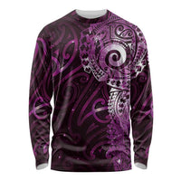 Matariki New Zealand Maori Koru Art Tattoo Long Sleeve Shirt New Year Galaxy Pink Sky Style