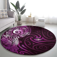 Matariki New Zealand Maori Koru Art Tattoo Round Carpet New Year Galaxy Pink Sky Style