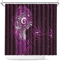 Matariki New Zealand Maori Koru Art Tattoo Shower Curtain New Year Galaxy Pink Sky Style