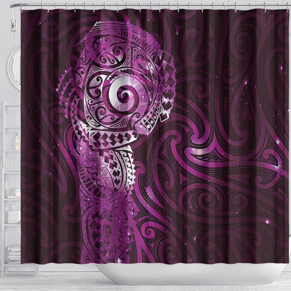 Matariki New Zealand Maori Koru Art Tattoo Shower Curtain New Year Galaxy Pink Sky Style