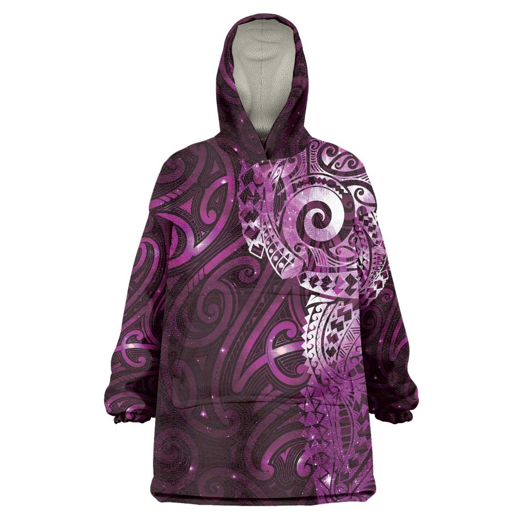 Matariki New Zealand Maori Koru Art Tattoo Wearable Blanket Hoodie New Year Galaxy Pink Sky Style