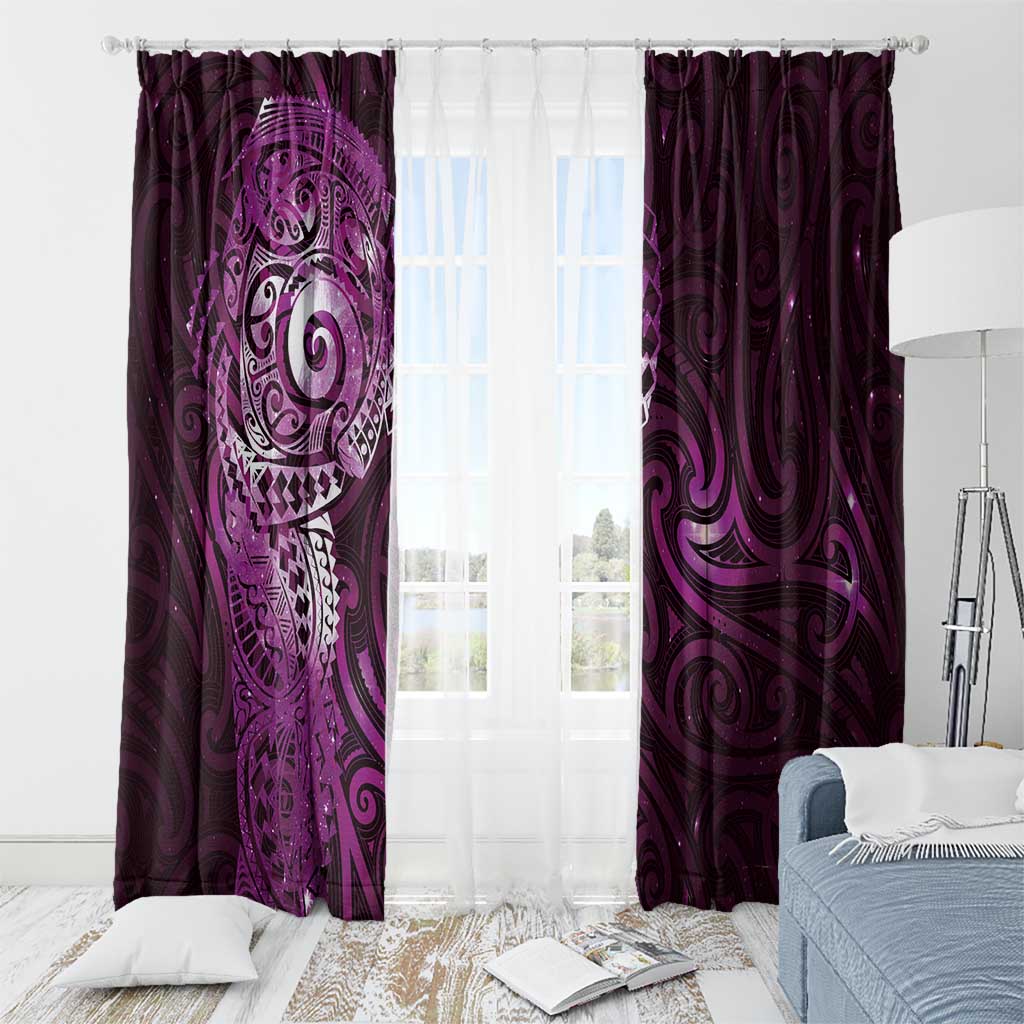 Matariki New Zealand Maori Koru Art Tattoo Window Curtain New Year Galaxy Pink Sky Style