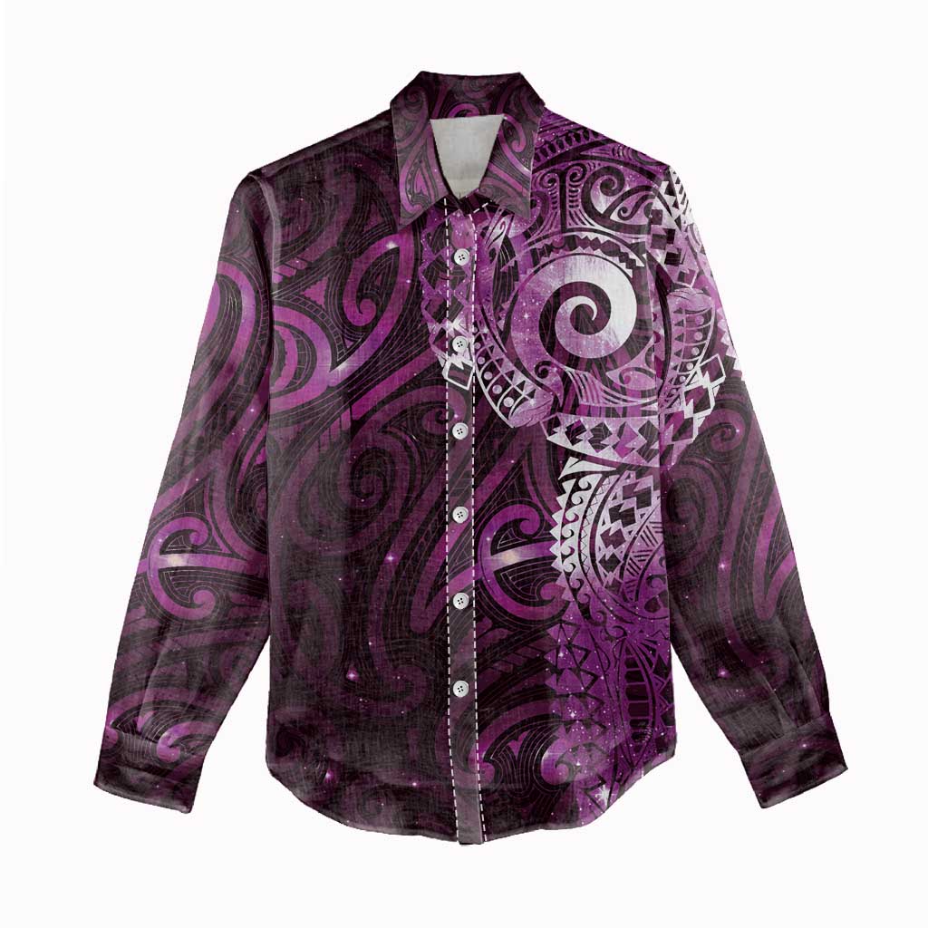 Matariki New Zealand Maori Koru Art Tattoo Women Casual Shirt New Year Galaxy Pink Sky Style