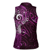 Matariki New Zealand Maori Koru Art Tattoo Women Sleeveless Polo Shirt New Year Galaxy Pink Sky Style