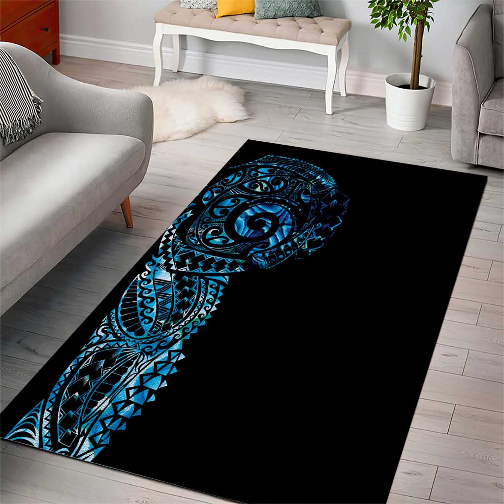 New Zealand Maori Koru Art Traditional Tattoo Area Rug Paua Shell