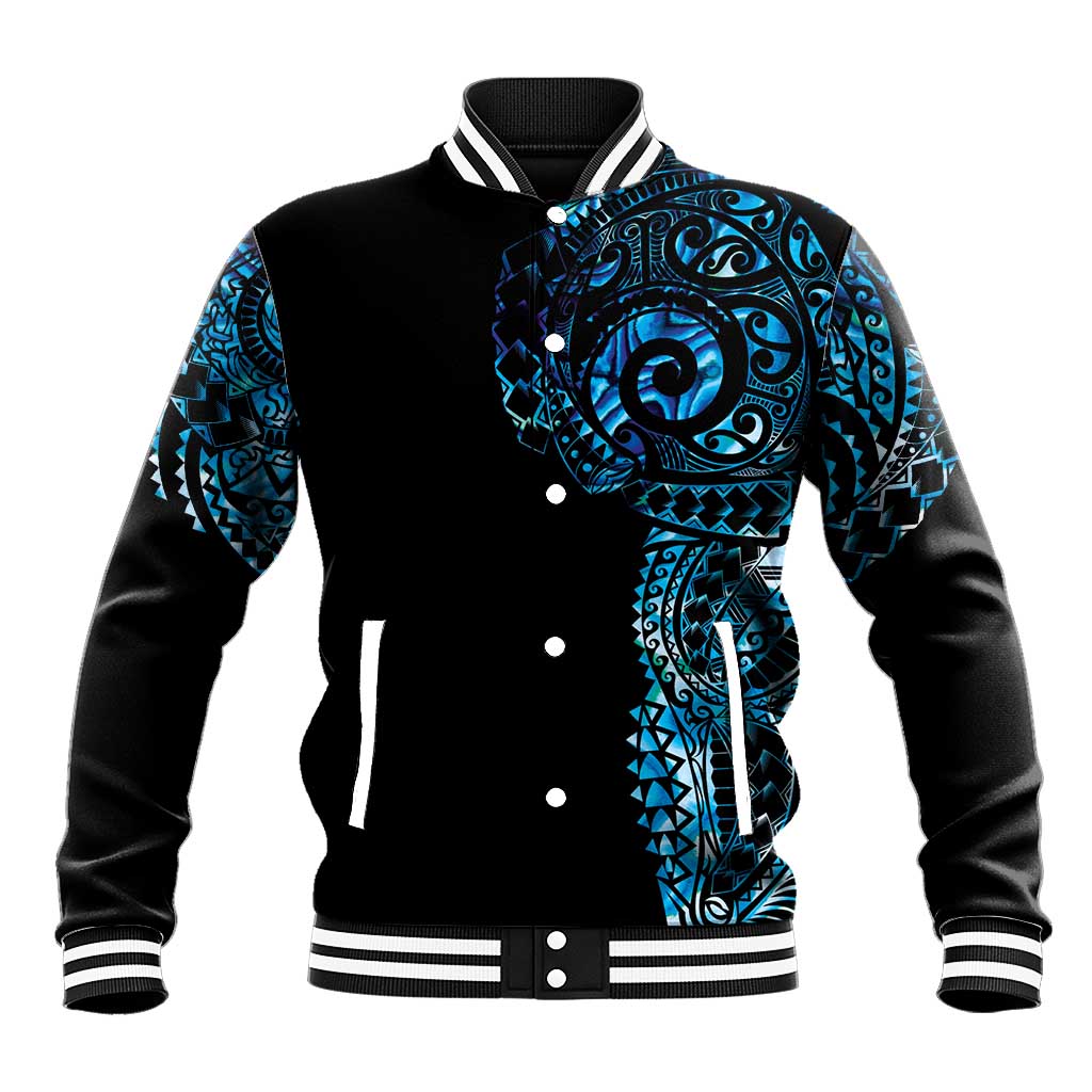 New Zealand Maori Koru Art Traditional Tattoo Baseball Jacket Paua Shell