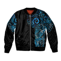 New Zealand Maori Koru Art Traditional Tattoo Bomber Jacket Paua Shell