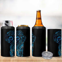 New Zealand Maori Koru Art Traditional Tattoo 4 in 1 Can Cooler Tumbler Paua Shell