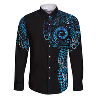 New Zealand Maori Koru Art Traditional Tattoo Family Matching Off Shoulder Maxi Dress and Hawaiian Shirt Paua Shell