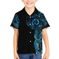 New Zealand Maori Koru Art Traditional Tattoo Family Matching Off Shoulder Short Dress and Hawaiian Shirt Paua Shell