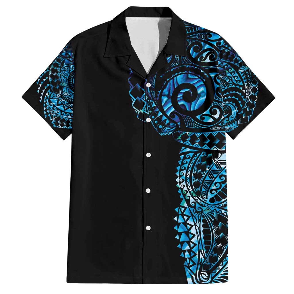 New Zealand Maori Koru Art Traditional Tattoo Family Matching Puletasi and Hawaiian Shirt Paua Shell