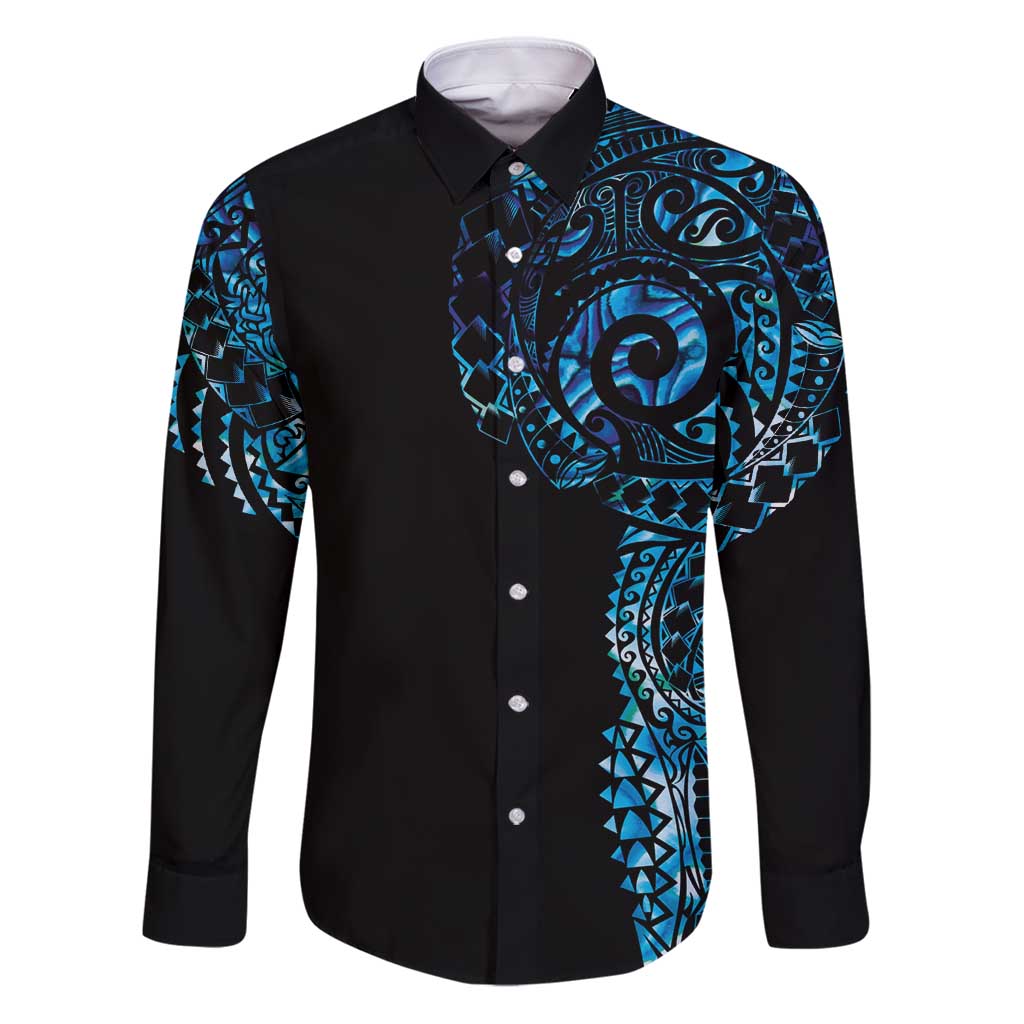 New Zealand Maori Koru Art Traditional Tattoo Family Matching Puletasi and Hawaiian Shirt Paua Shell