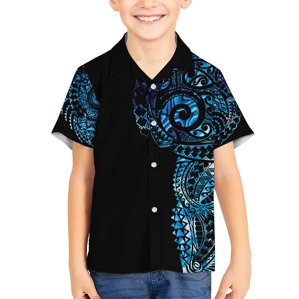 New Zealand Maori Koru Art Traditional Tattoo Kid Hawaiian Shirt Paua Shell