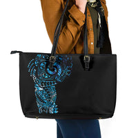 New Zealand Maori Koru Art Traditional Tattoo Leather Tote Bag Paua Shell