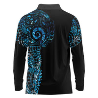 New Zealand Maori Koru Art Traditional Tattoo Long Sleeve Polo Shirt Paua Shell