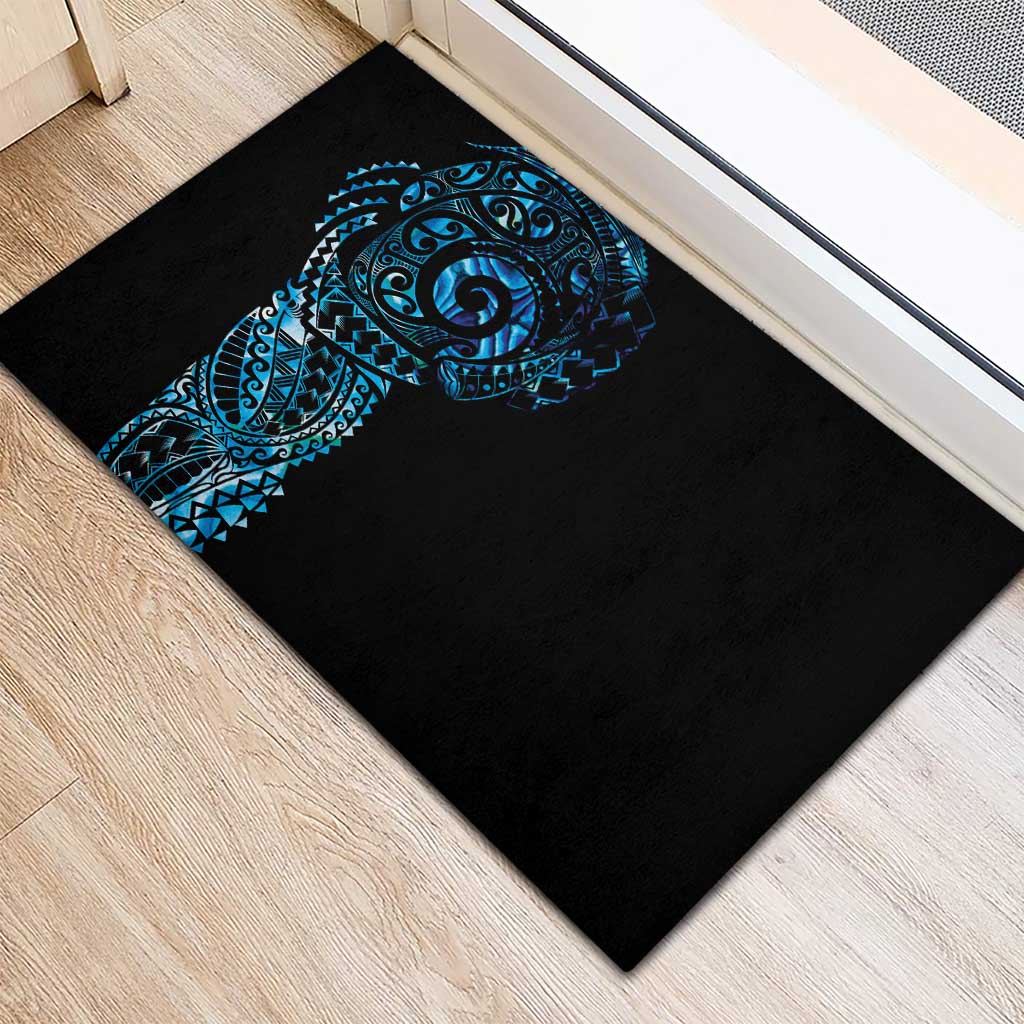 New Zealand Maori Koru Art Traditional Tattoo Rubber Doormat Paua Shell