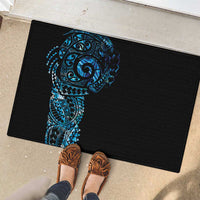New Zealand Maori Koru Art Traditional Tattoo Rubber Doormat Paua Shell