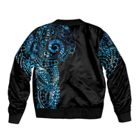 New Zealand Maori Koru Art Traditional Tattoo Sleeve Zip Bomber Jacket Paua Shell
