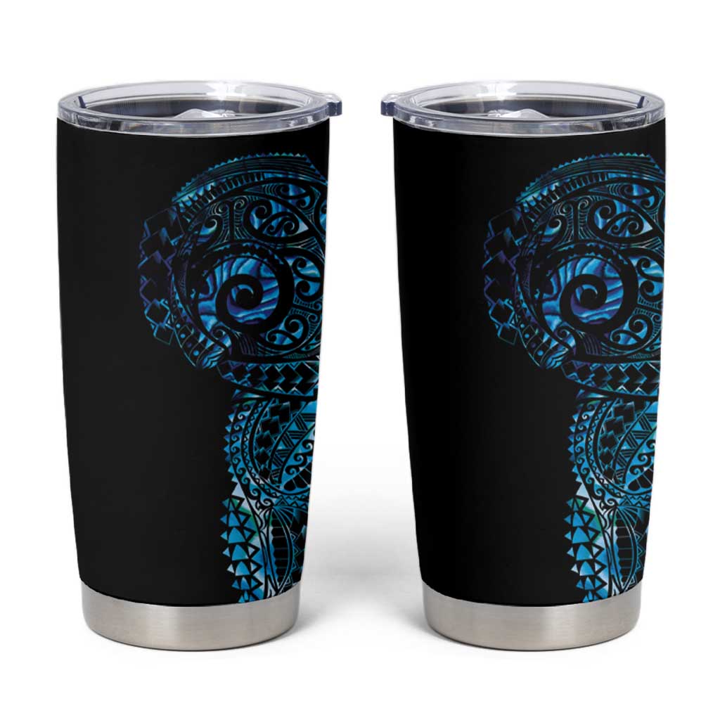 New Zealand Maori Koru Art Traditional Tattoo Tumbler Cup Paua Shell