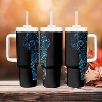 New Zealand Maori Koru Art Traditional Tattoo Tumbler With Handle Paua Shell