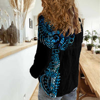 New Zealand Maori Koru Art Traditional Tattoo Women Casual Shirt Paua Shell