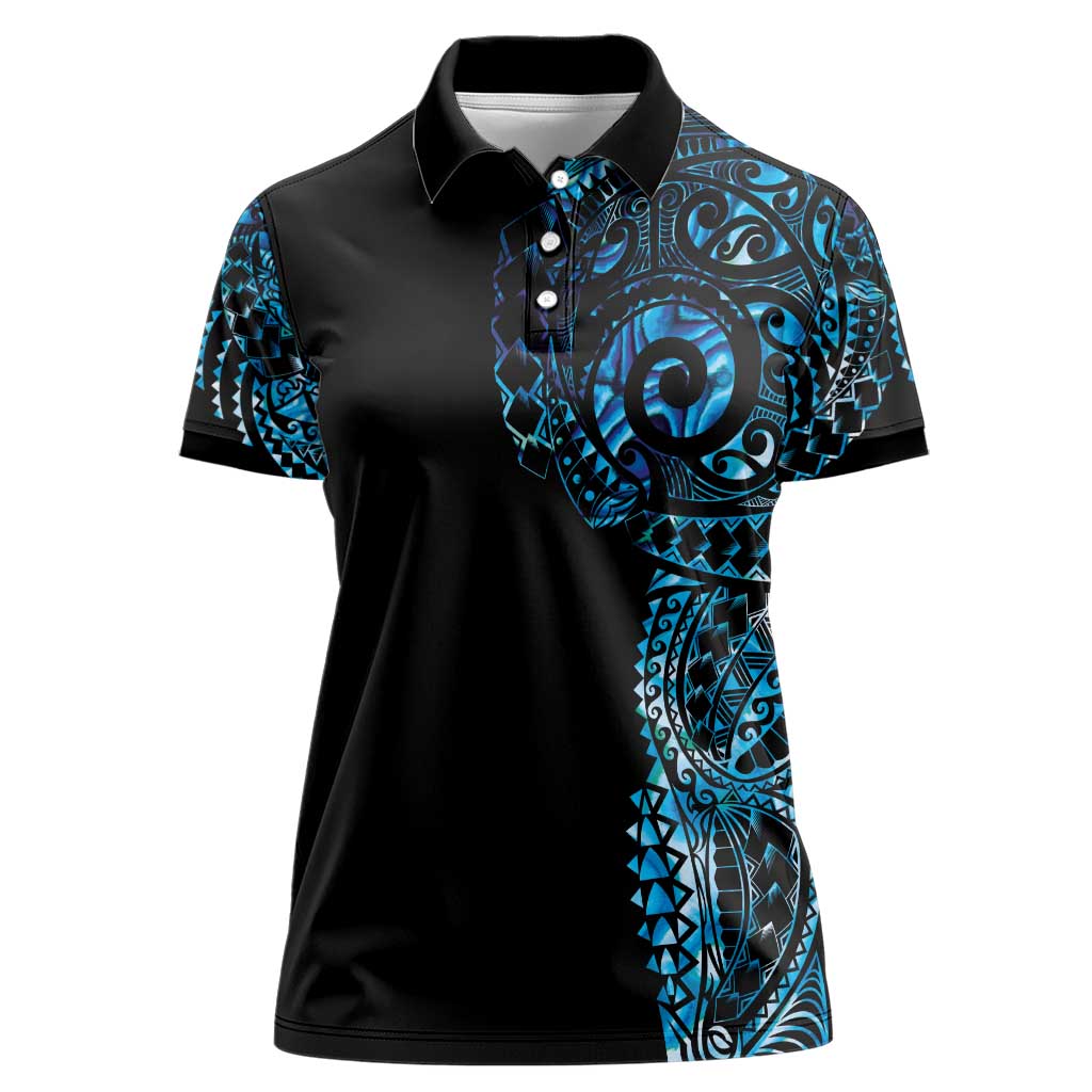 New Zealand Maori Koru Art Traditional Tattoo Women Polo Shirt Paua Shell