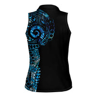New Zealand Maori Koru Art Traditional Tattoo Women Sleeveless Polo Shirt Paua Shell