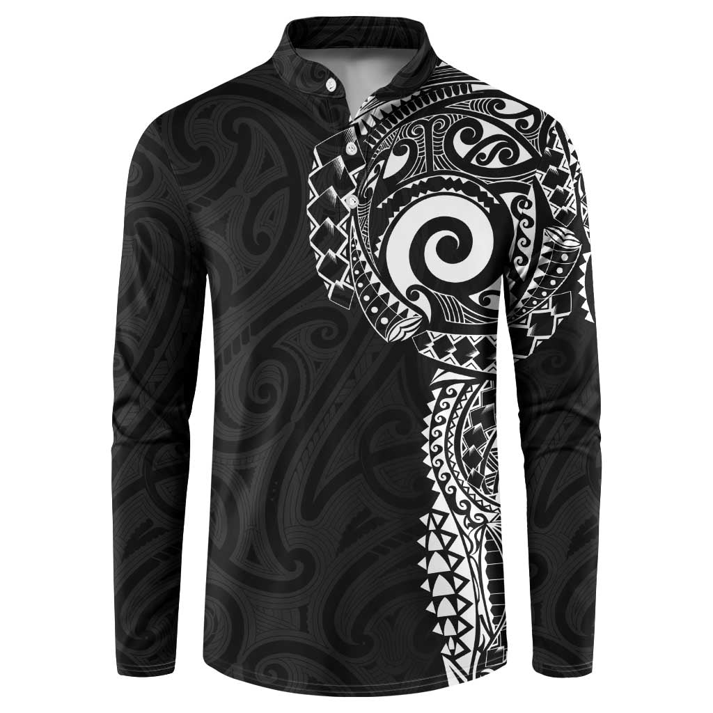 New Zealand Maori Koru Art Traditional Tattoo Button Sweatshirt Simple Style