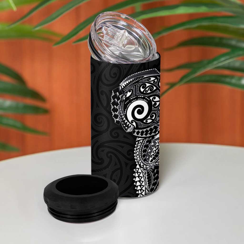 New Zealand Maori Koru Art Traditional Tattoo 4 in 1 Can Cooler Tumbler Simple Style