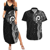 New Zealand Maori Koru Art Traditional Tattoo Couples Matching Summer Maxi Dress and Hawaiian Shirt Simple Style