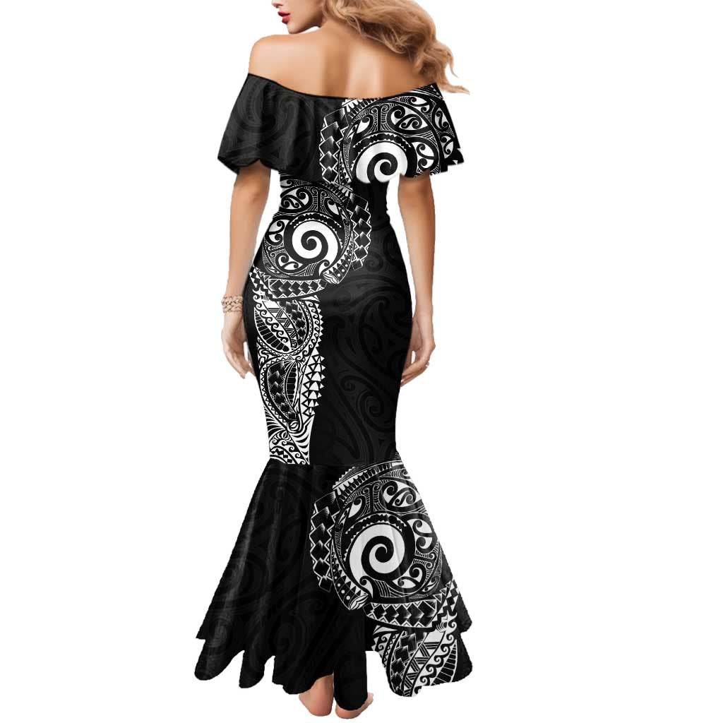 New Zealand Maori Koru Art Traditional Tattoo Family Matching Mermaid Dress and Hawaiian Shirt Simple Style