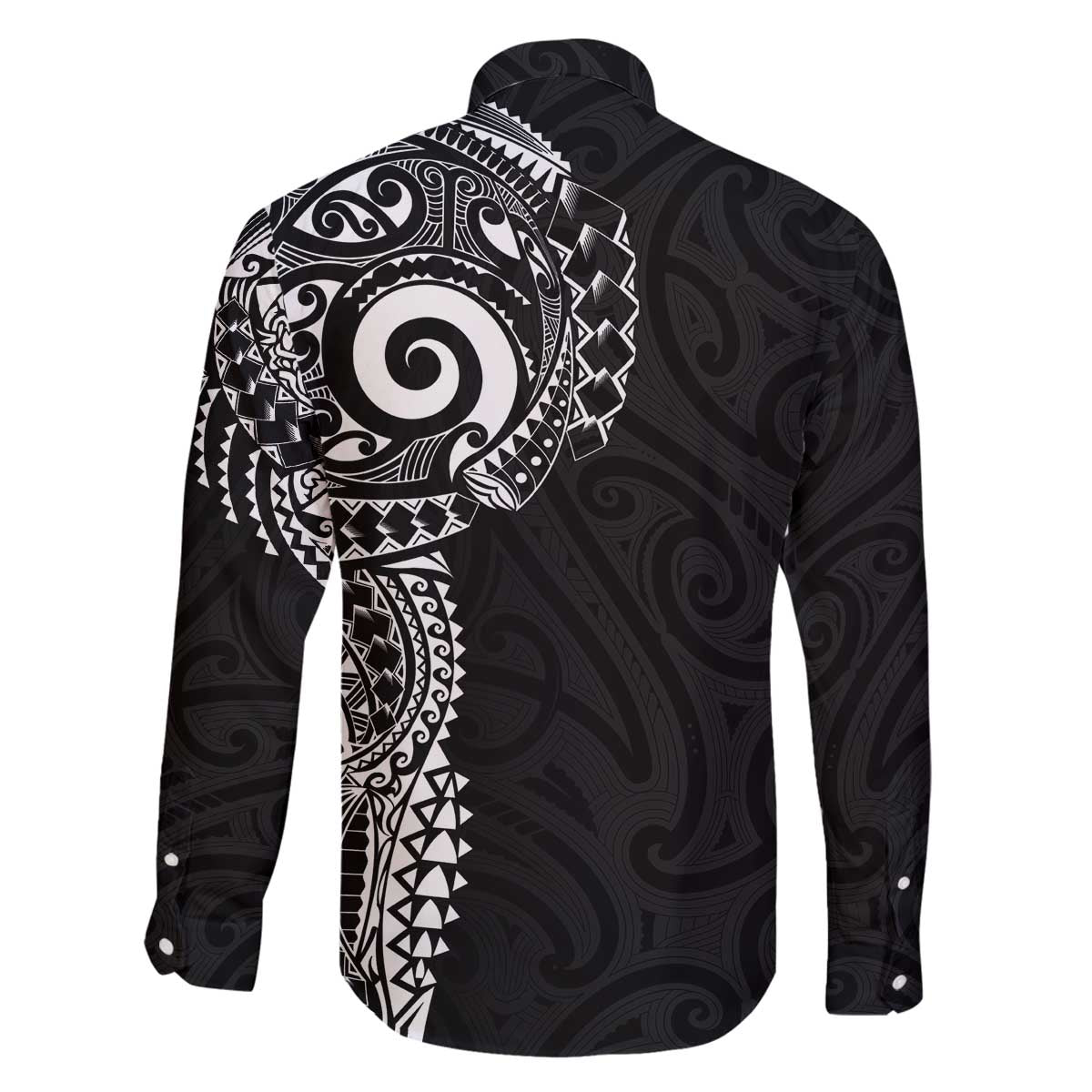 New Zealand Maori Koru Art Traditional Tattoo Family Matching Off The Shoulder Long Sleeve Dress and Hawaiian Shirt Simple Style