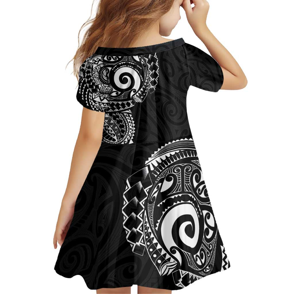 New Zealand Maori Koru Art Traditional Tattoo Family Matching Off Shoulder Short Dress and Hawaiian Shirt Simple Style