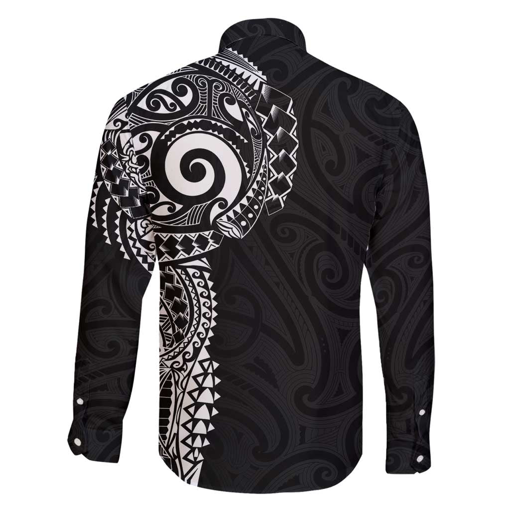 New Zealand Maori Koru Art Traditional Tattoo Family Matching Off Shoulder Short Dress and Hawaiian Shirt Simple Style