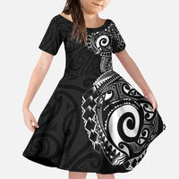 New Zealand Maori Koru Art Traditional Tattoo Family Matching Short Sleeve Bodycon Dress and Hawaiian Shirt Simple Style