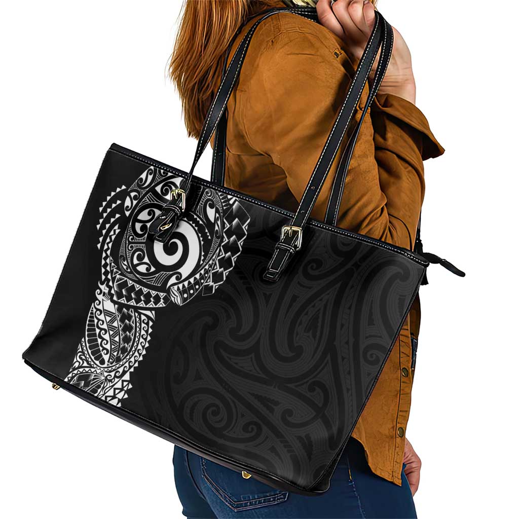 New Zealand Maori Koru Art Traditional Tattoo Leather Tote Bag Simple Style
