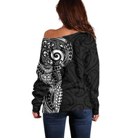 New Zealand Maori Koru Art Traditional Tattoo Off Shoulder Sweater Simple Style