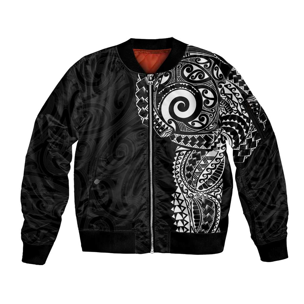 New Zealand Maori Koru Art Traditional Tattoo Sleeve Zip Bomber Jacket Simple Style