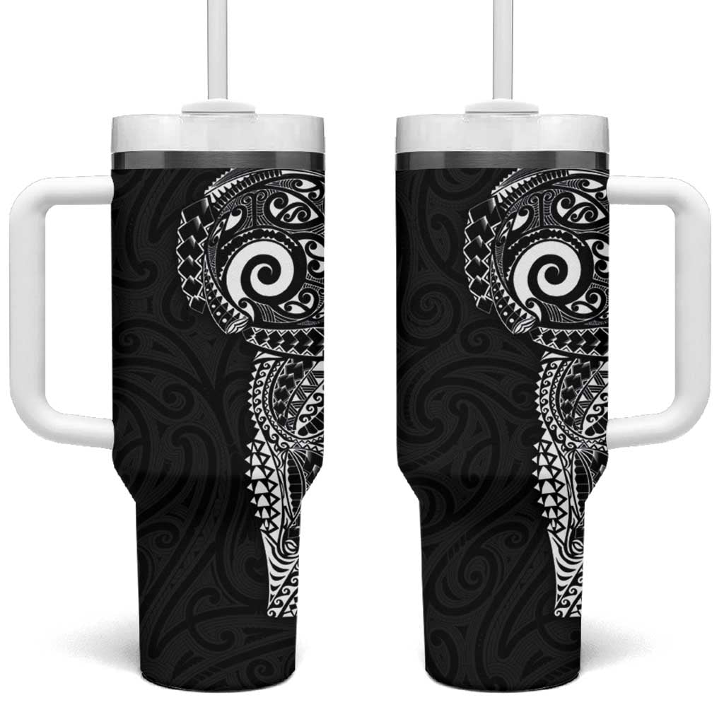 New Zealand Maori Koru Art Traditional Tattoo Tumbler With Handle Simple Style