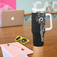 New Zealand Maori Koru Art Traditional Tattoo Tumbler With Handle Simple Style