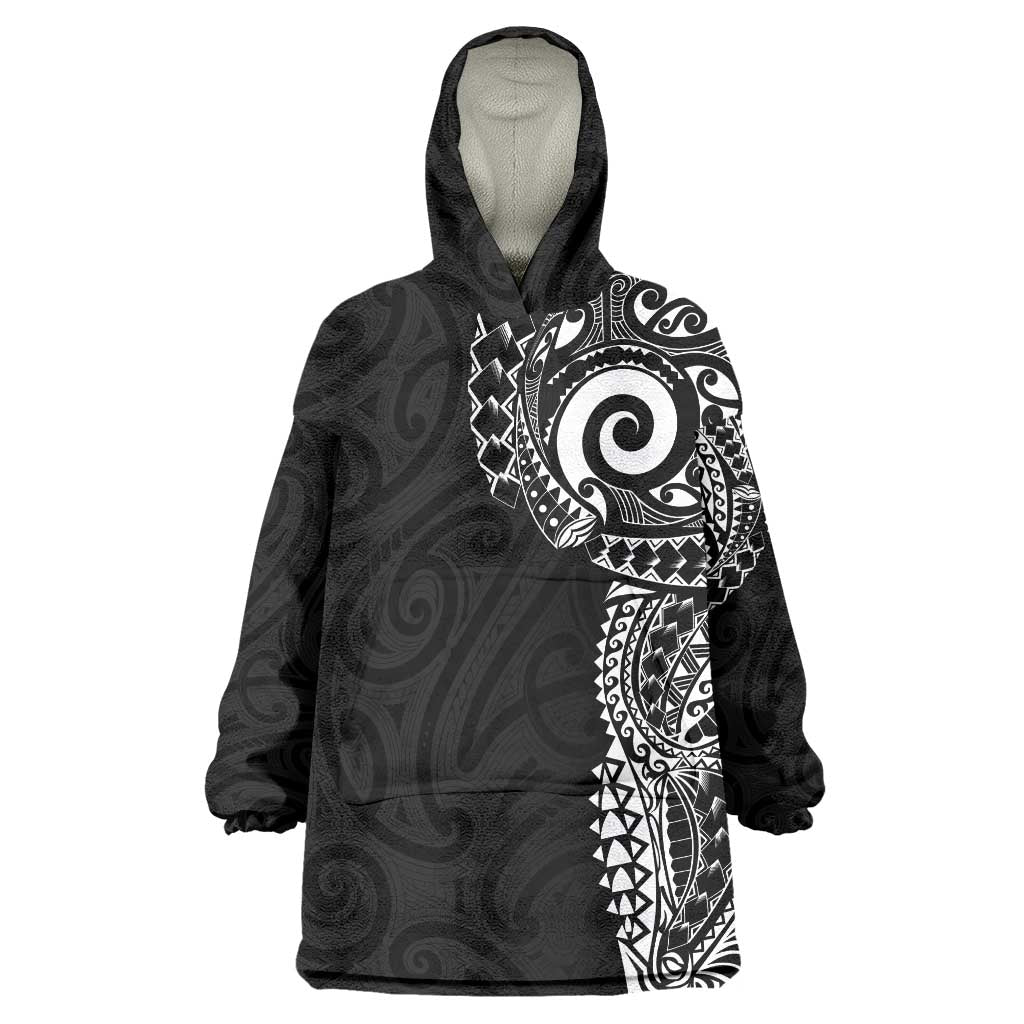 New Zealand Maori Koru Art Traditional Tattoo Wearable Blanket Hoodie Simple Style