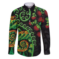 New Zealand Koru Plants and Pohutukawa Family Matching Summer Maxi Dress and Hawaiian Shirt Maori Tattoo Pattern