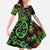 New Zealand Koru Plants and Pohutukawa Kid Short Sleeve Dress Maori Tattoo Pattern